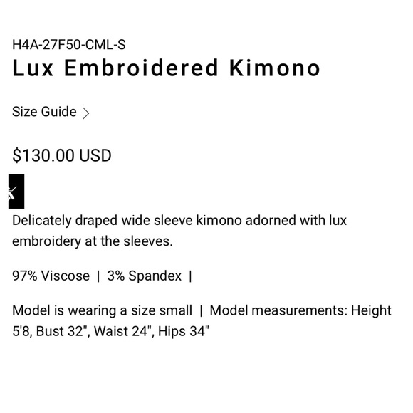 Hello Nite! Luxe Embroidered Kimono in Camel Size S - Picture 12 of 12